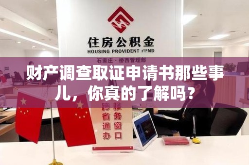 平潭财产调查取证申请书那些事儿，你真的了解吗？