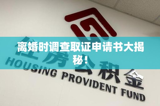 平潭离婚时调查取证申请书大揭秘！